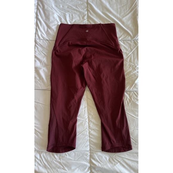 Lululemon Train Times Crop Leggings Women's Size 6 Burgundy Garnet 17 in inseam - Picture 2 of 9